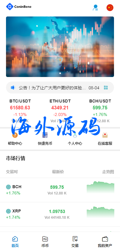 经典版多语言交易所/平台币交易所/杠杆币币秒合约交易所源码